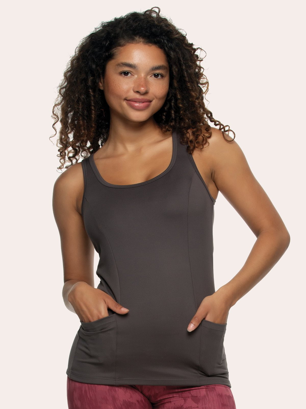 Felina Athletic Tank Top with Pockets - Charcoal