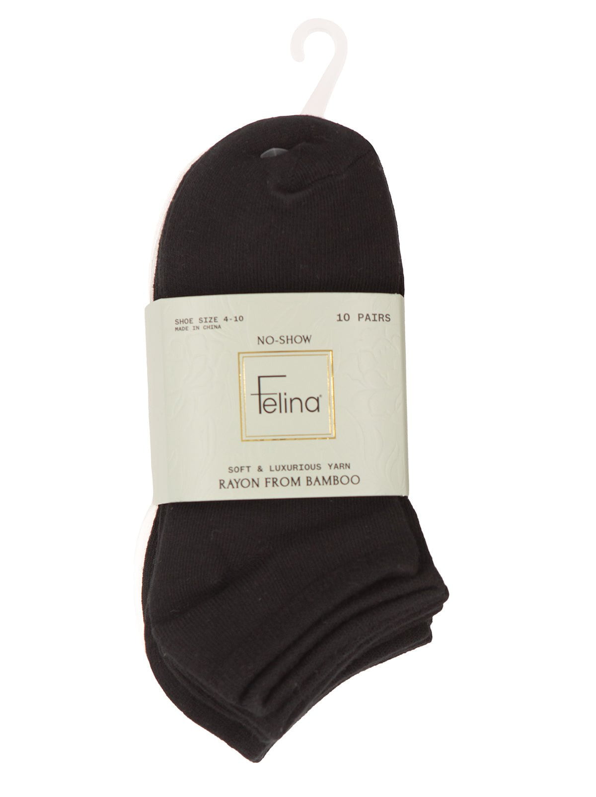 Felina No-Show Bamboo Socks 10-Pack - Black White