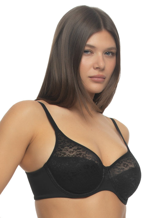 Felina Sabrina Lace Seamless Unlined Bra - Black