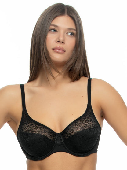 Felina Sabrina Lace Seamless Unlined Bra - Black