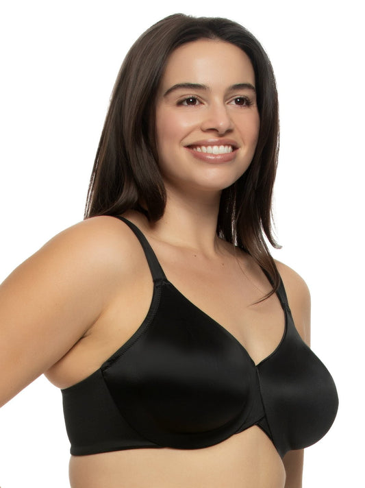 Felina Stellar Smooth Satin Unlined Underwire Bra - Black