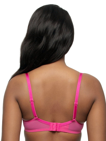 Felina Lotus Embroidered Unlined Bra - Raspberry Pink
