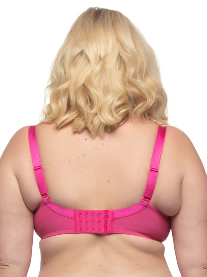 Felina Lotus Embroidered Unlined Bra - Raspberry Pink
