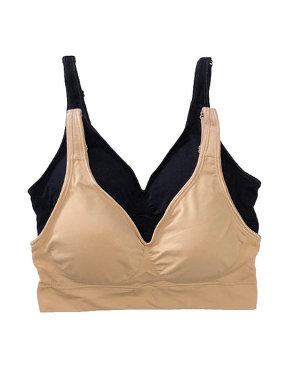 Felina Seamless Light Support Bra 2-Pack - Black Warm Nude