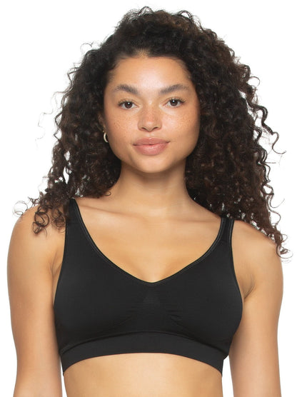 Felina Seamless Light Support Bra 2-Pack - Black Warm Nude