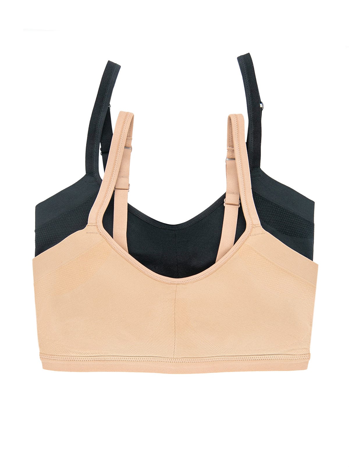 Felina Wireless Seamless Side Smoothing Bra 2-Pack - Black Warm Neutral