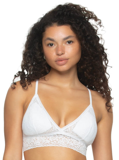 Felina Super Stretchy Lace Triangle Bralette - White