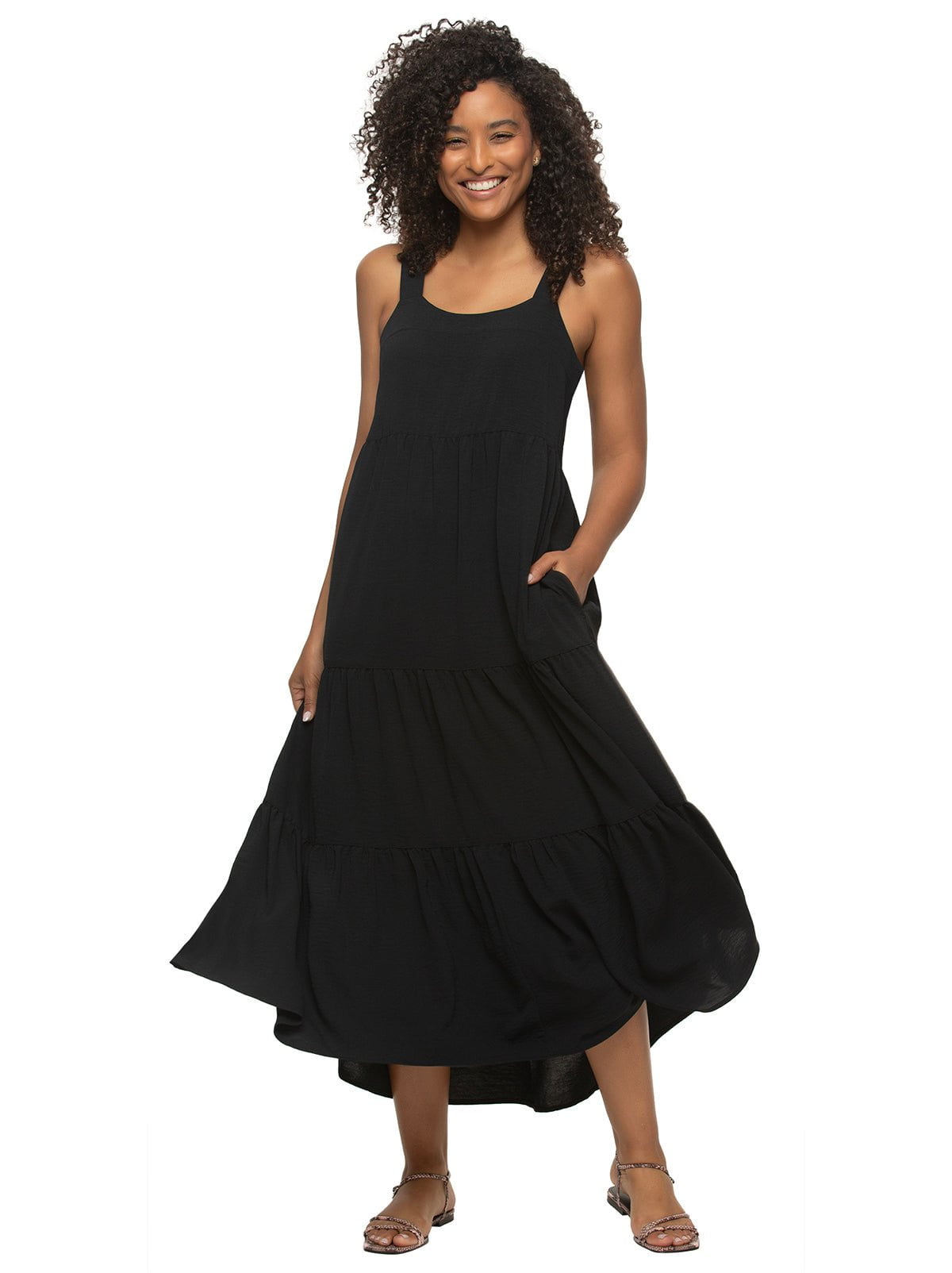 Felina Cruise Tiered Maxi Sundress - Black