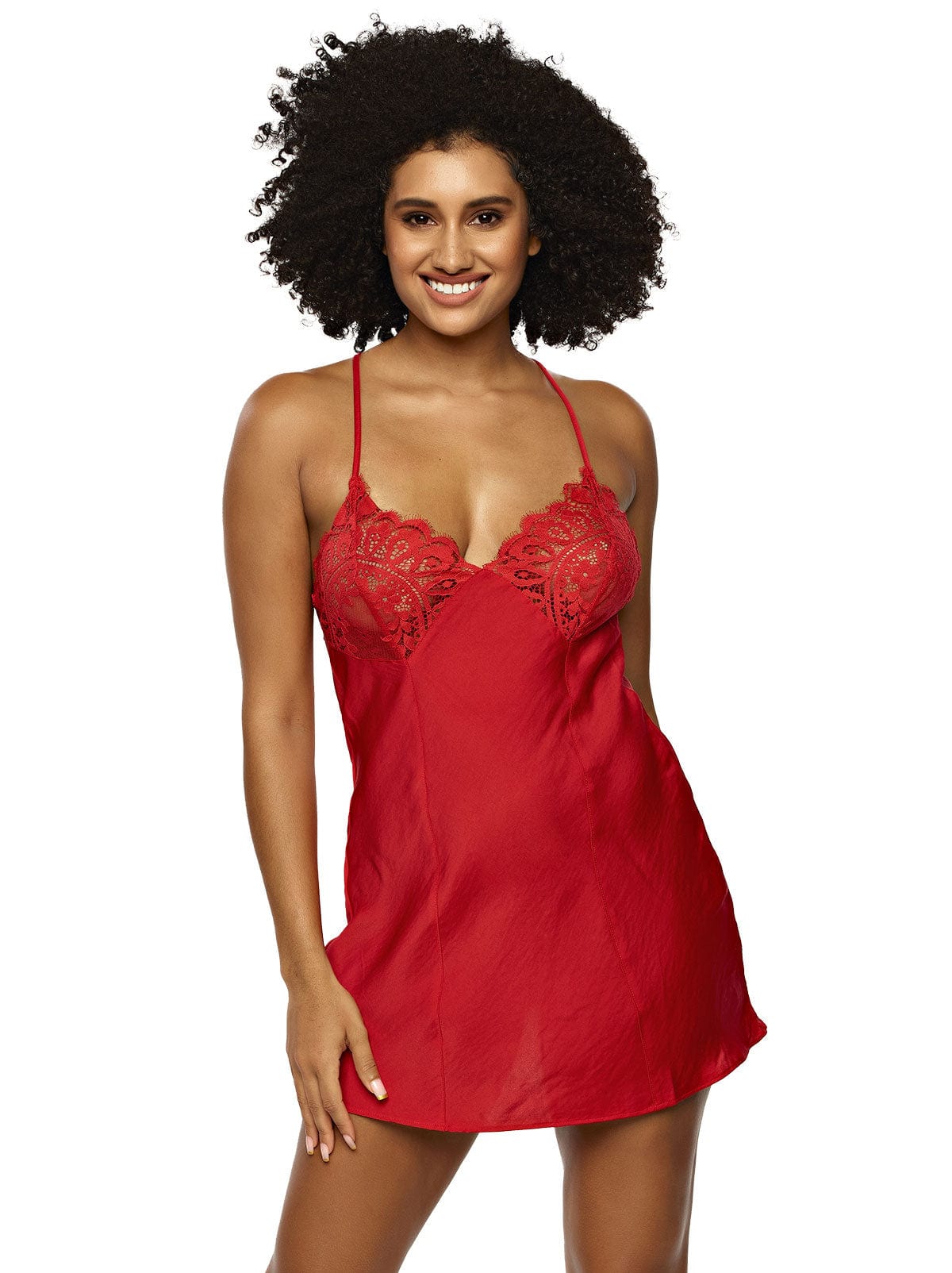 Felina Jezebel by Felina Rita Lace & Satin Chemise - Tango Red