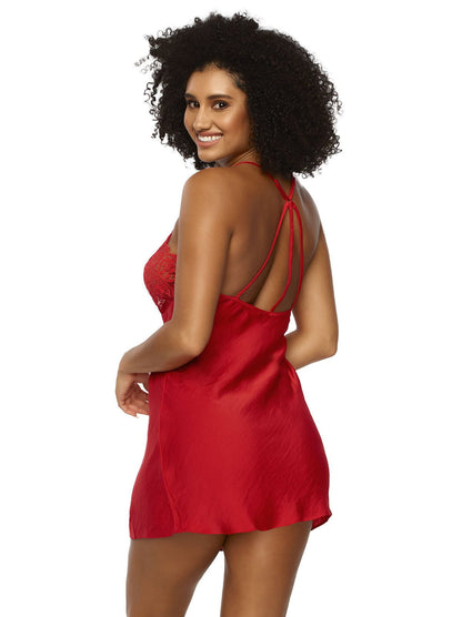 Felina Jezebel by Felina Rita Lace & Satin Chemise - Tango Red