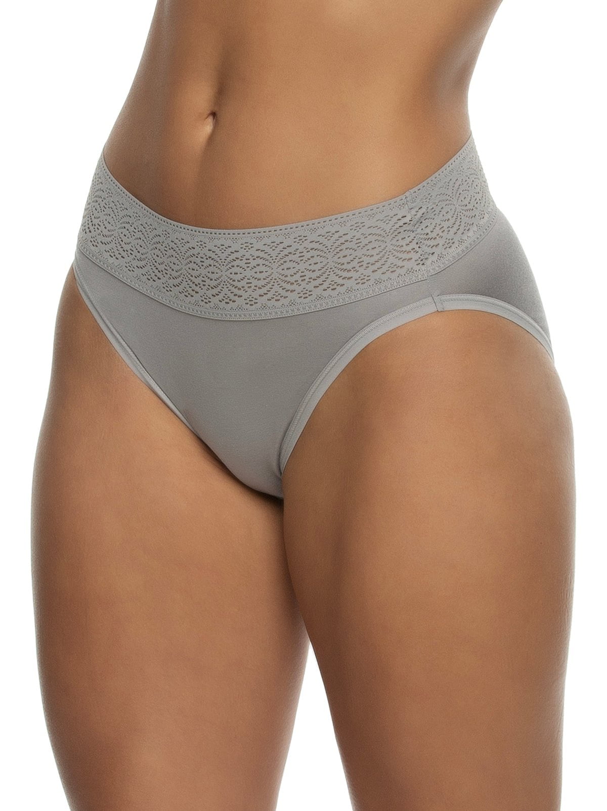 Felina Serene Modal & Lace Hi-Cut Panty - Gull