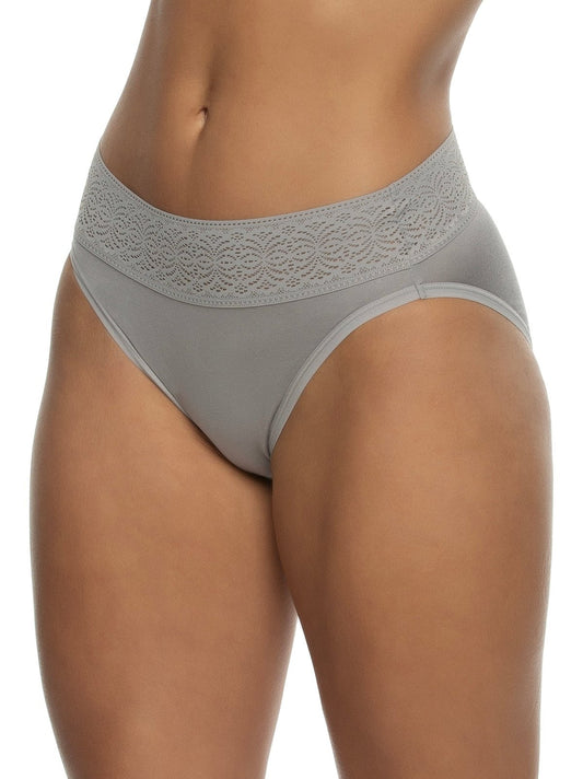 Felina Serene Modal & Lace Hi-Cut Panty - Gull