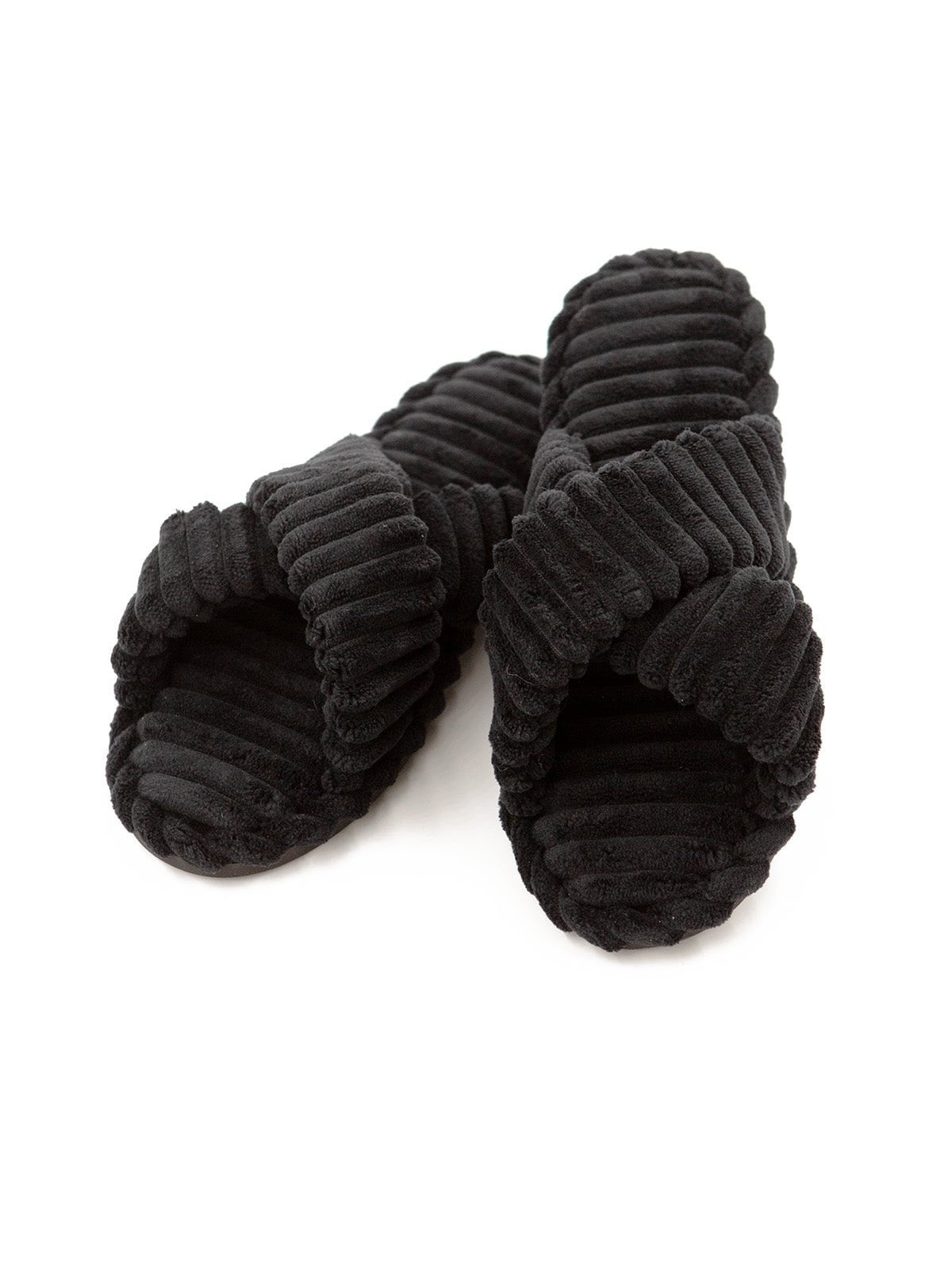Felina Terry Rib Slippers - Black