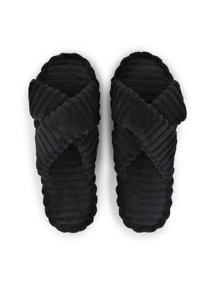 Felina Terry Rib Slippers - Black
