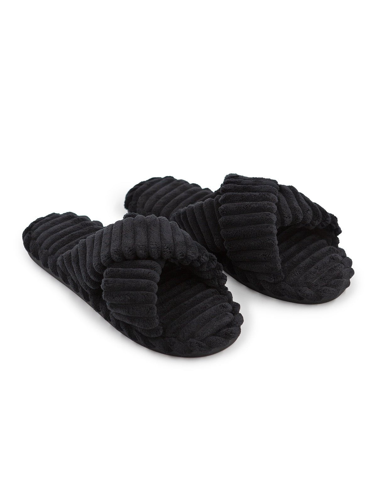 Felina Terry Rib Slippers - Black