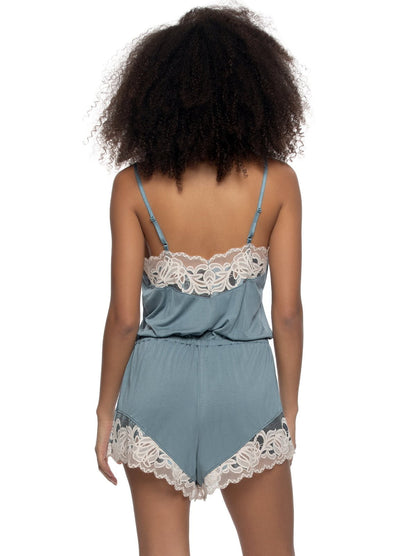Felina Amelie Vintage Lace Romper - Stormy Blue