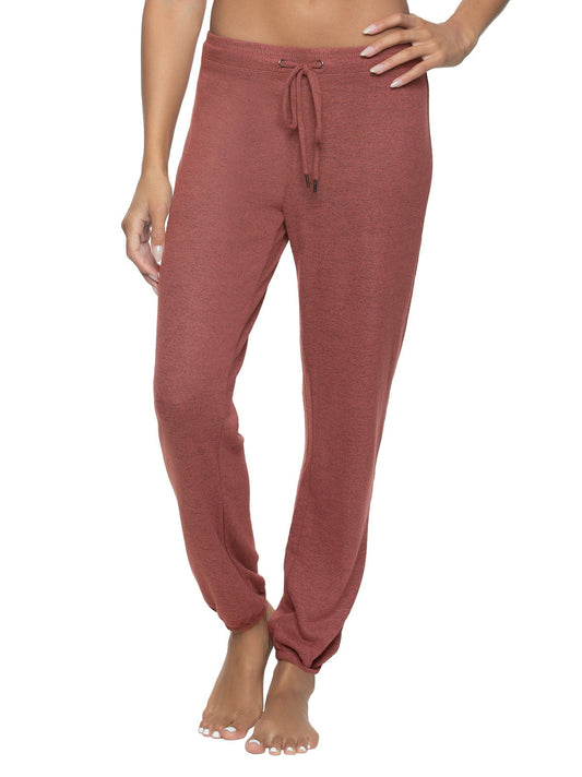 Felina Victoria Drawstring Jogger Pant - Deep Mahogany Rose