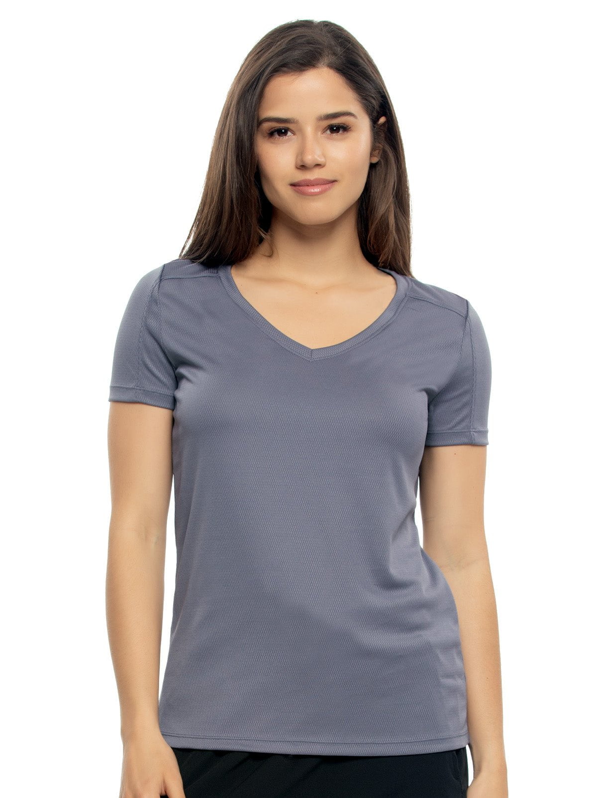 Felina Turbo Dry V-Neck Short Sleeve Tee - Blue Gray