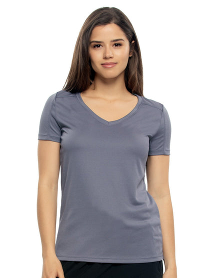 Felina Turbo Dry V-Neck Short Sleeve Tee - Blue Gray