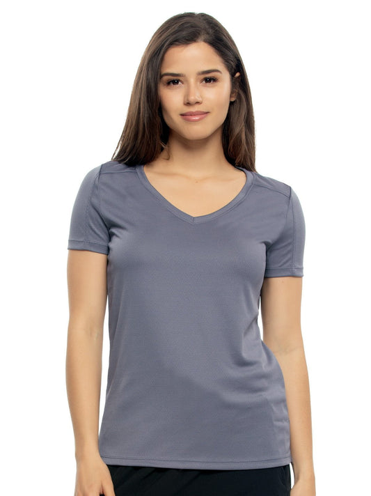 Felina Turbo Dry V-Neck Short Sleeve Tee - Blue Gray