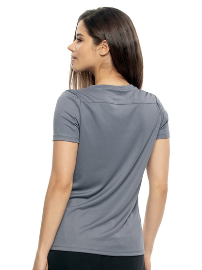 Felina Turbo Dry V-Neck Short Sleeve Tee - Blue Gray