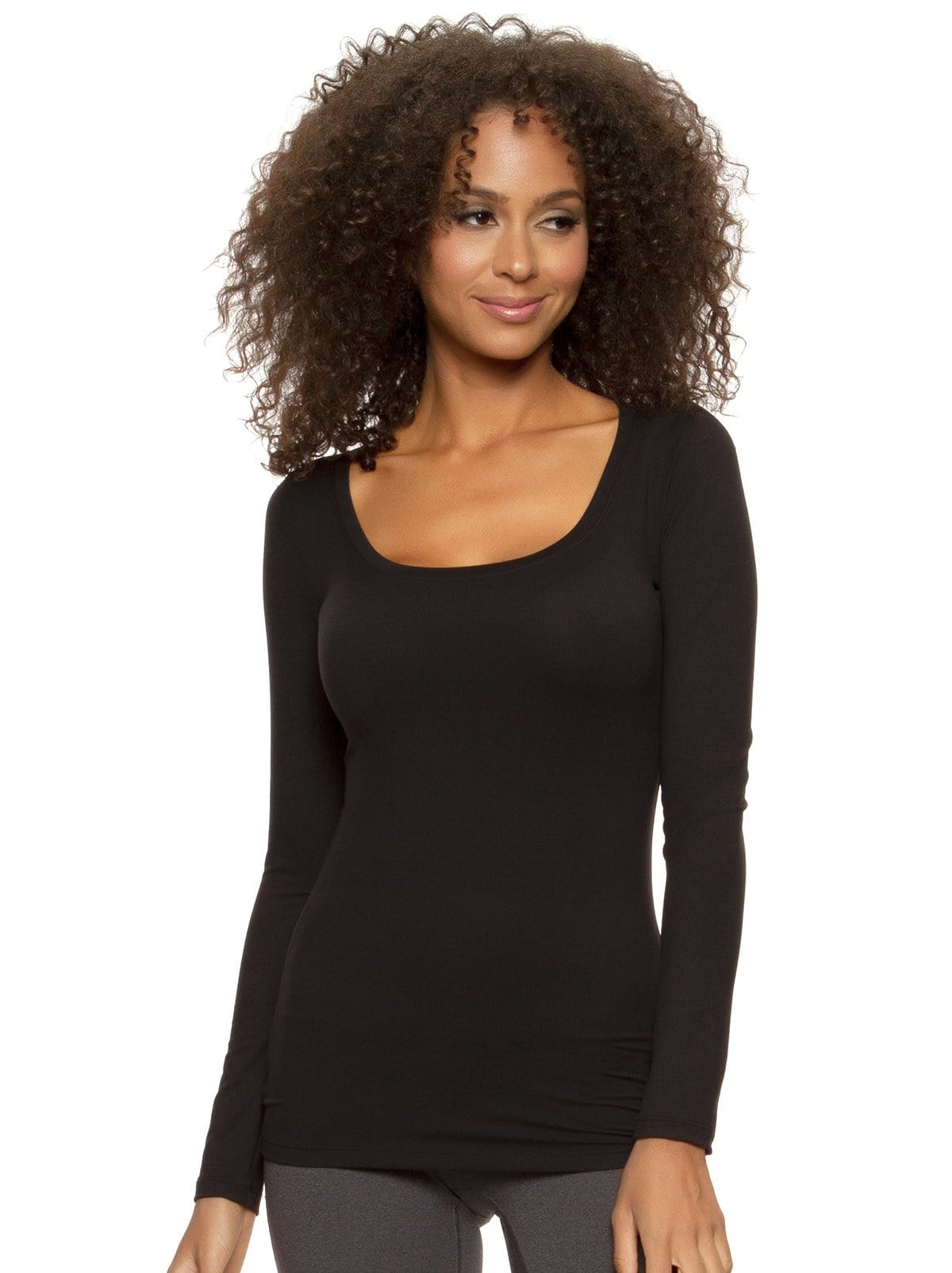 Felina Velvety Soft Scoop Neck Longsleeve - Black