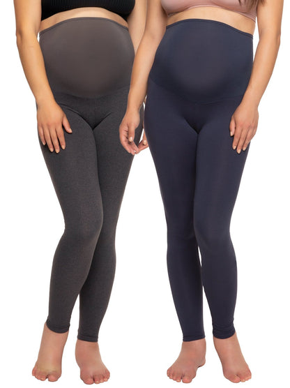 Felina Velvety Soft Maternity Leggings 2-Pack - Navy Charcoal