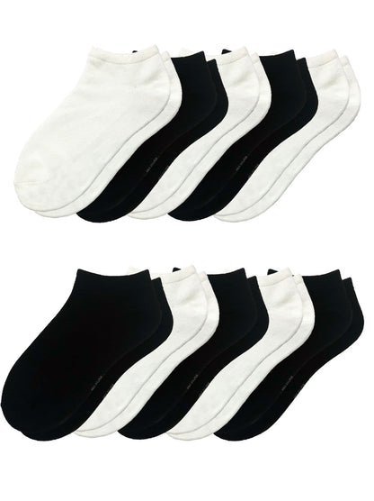 Felina No-Show Bamboo Socks 10-Pack - Black White