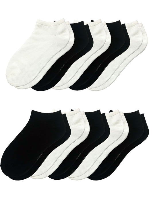 Felina No-Show Bamboo Socks 10-Pack - Black White