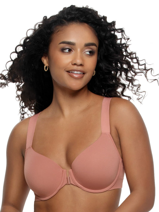 Felina Utopia Front-Close Racerback T-Shirt Bra - Terracotta Rose