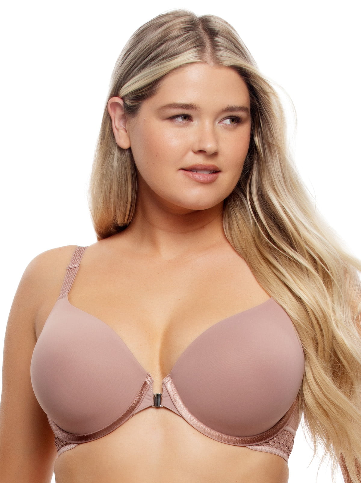 Felina Body Soft Back Smoothing Front Close T-Shirt Bra - Rose Tan