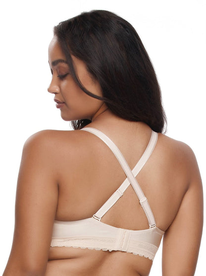 Felina Gorgeous Cushion Comfort T-Shirt Bra w/ Multi-Way Straps 2-Pack - Bare Black
