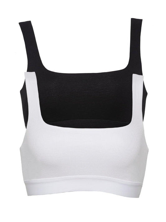 Felina Ribbed Bralette 2-Pack - Tuxedo