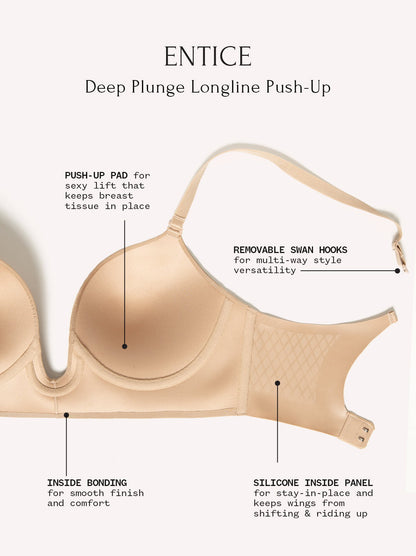 Felina Entice Plunge Push Up Bra - Suede