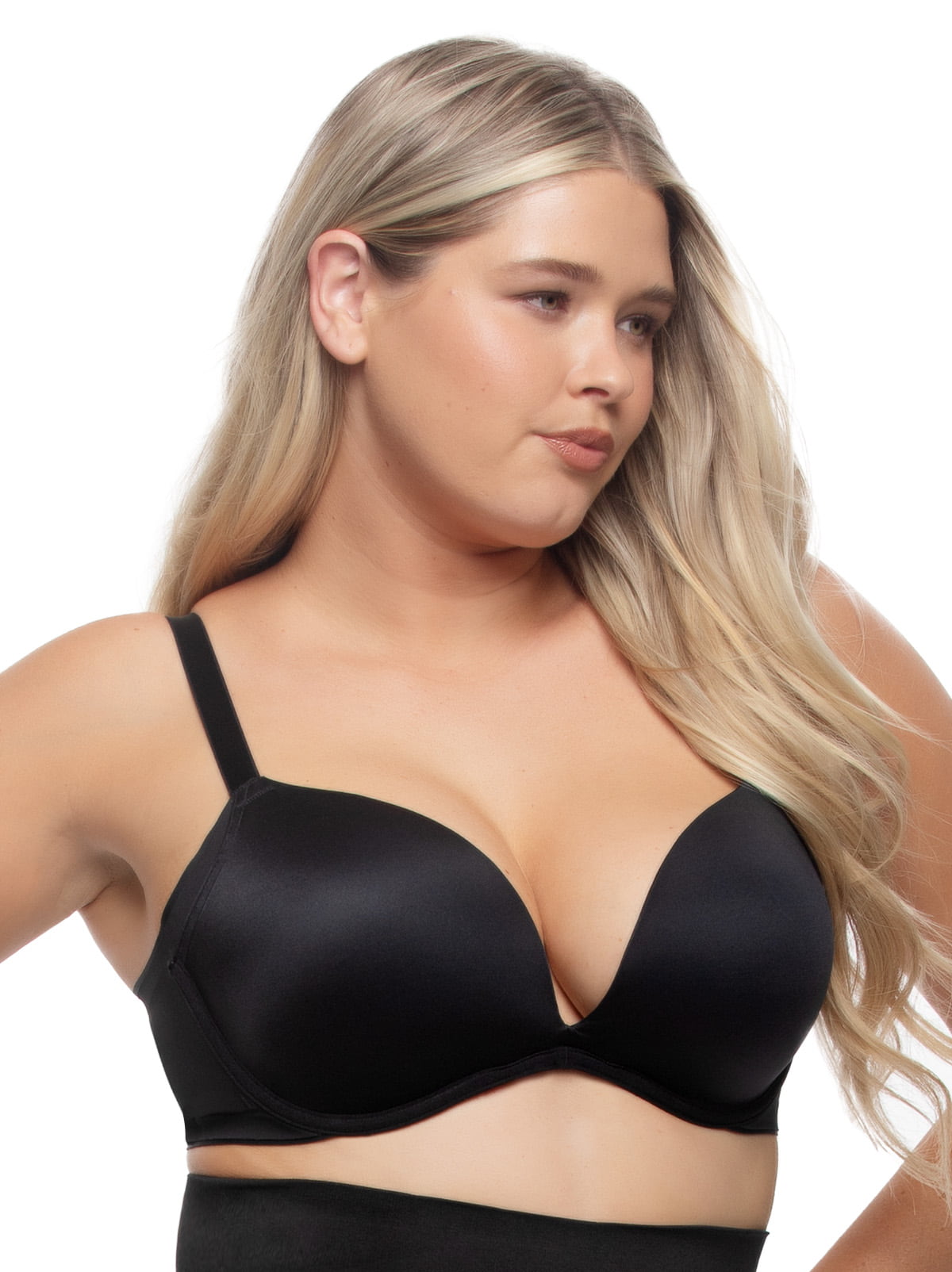 Felina Moxie Seamless Side Smoothing Push Up Bra - Black