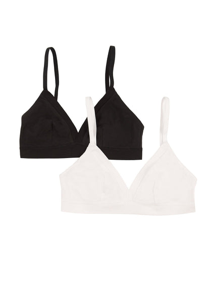 Felina Pima Cotton Stretch Wireless Bra 2-Pack - Tuxedo