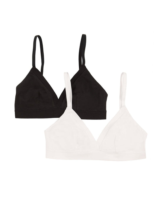 Felina Pima Cotton Stretch Wireless Bra 2-Pack - Tuxedo