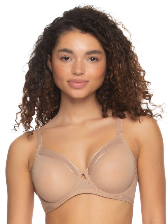 Felina Ethereal Sheer Mesh Unlined Underwire Bra - Dune