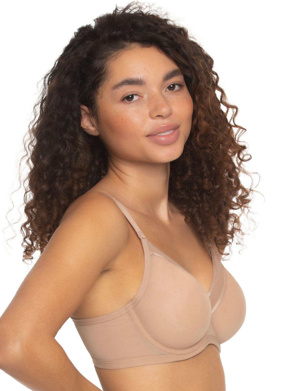 Felina Ethereal Sheer Mesh Unlined Underwire Bra - Dune