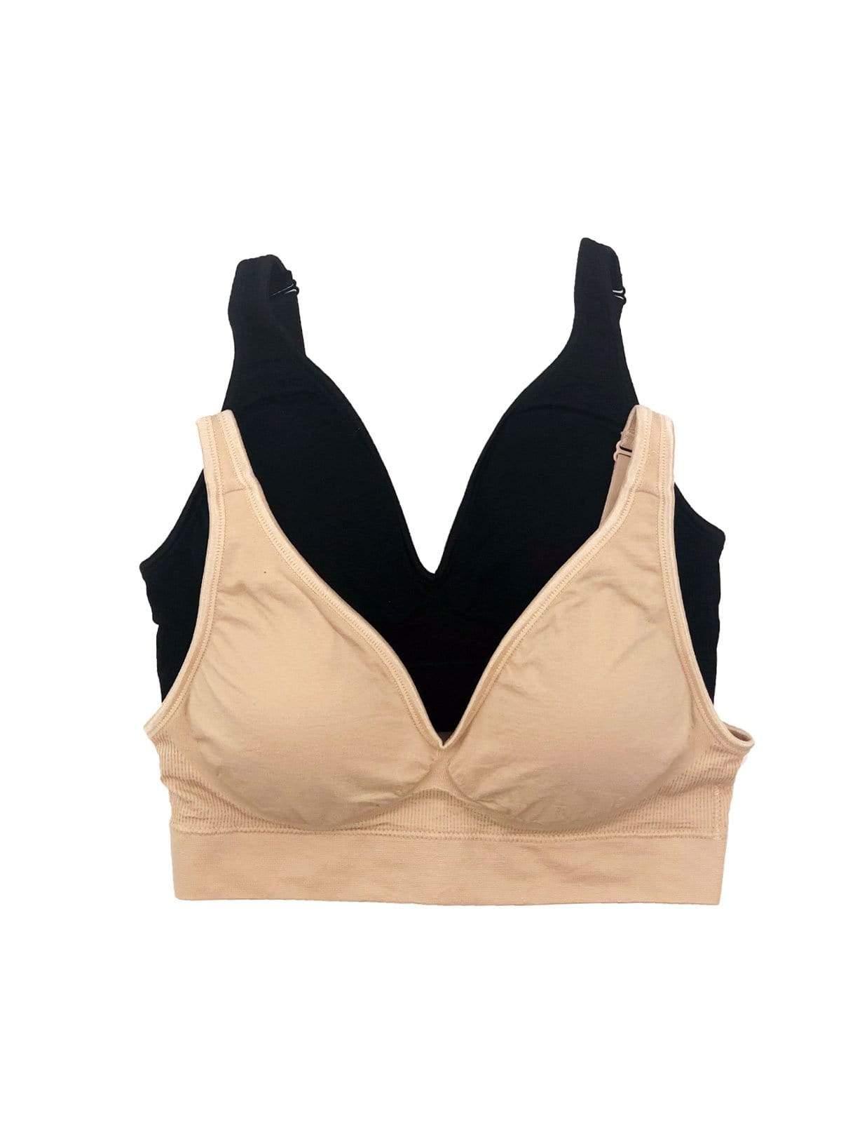 Felina Seamless Wireless Bra 2-Pack - Black Warm Neutral