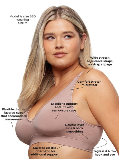 Felina Seamless Wireless Bra 2-Pack - Black Warm Neutral