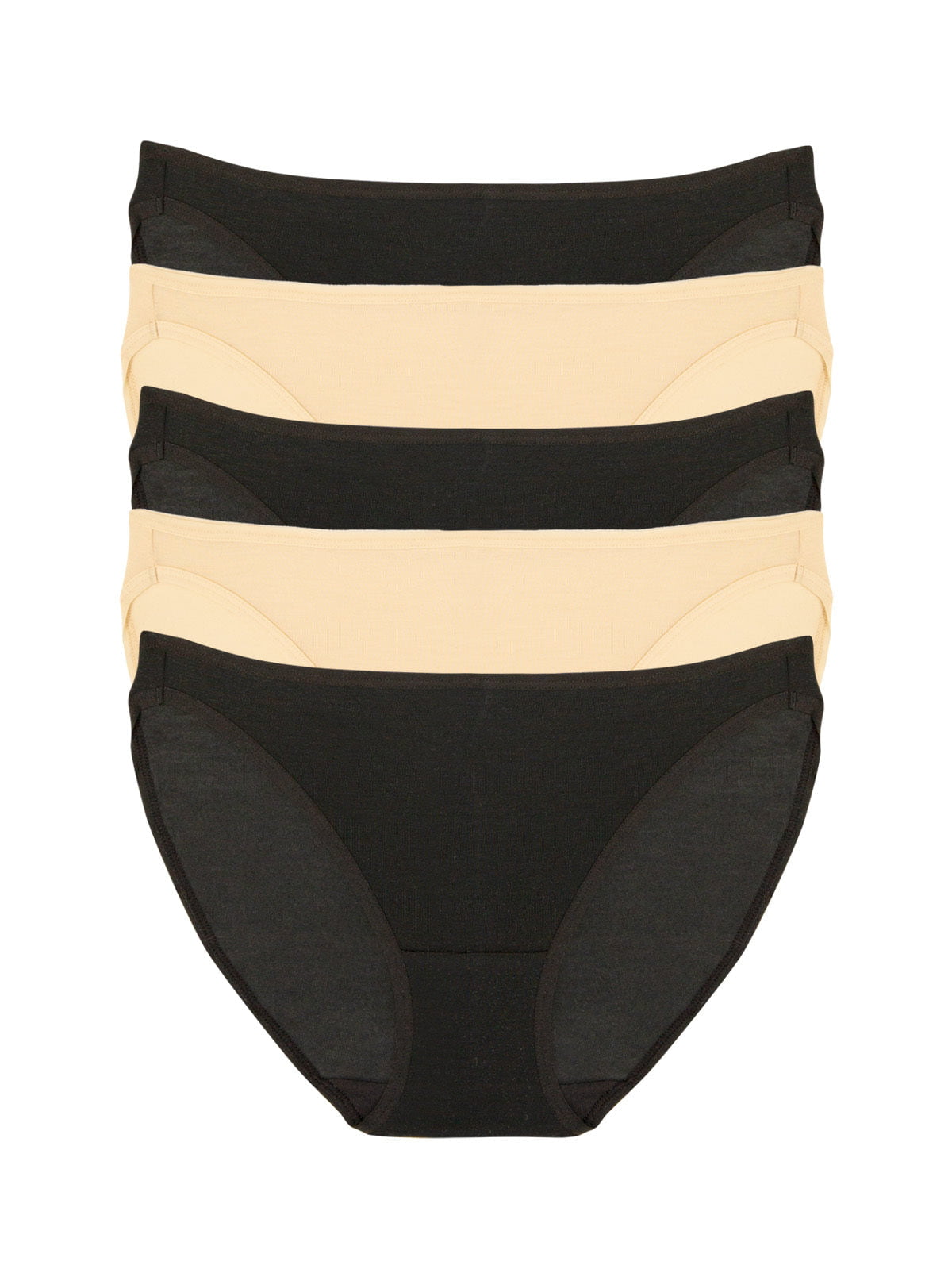 Felina So Smooth Low Rise Bikini 5-Pack - Bare Black