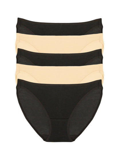 Felina So Smooth Low Rise Bikini 5-Pack - Bare Black