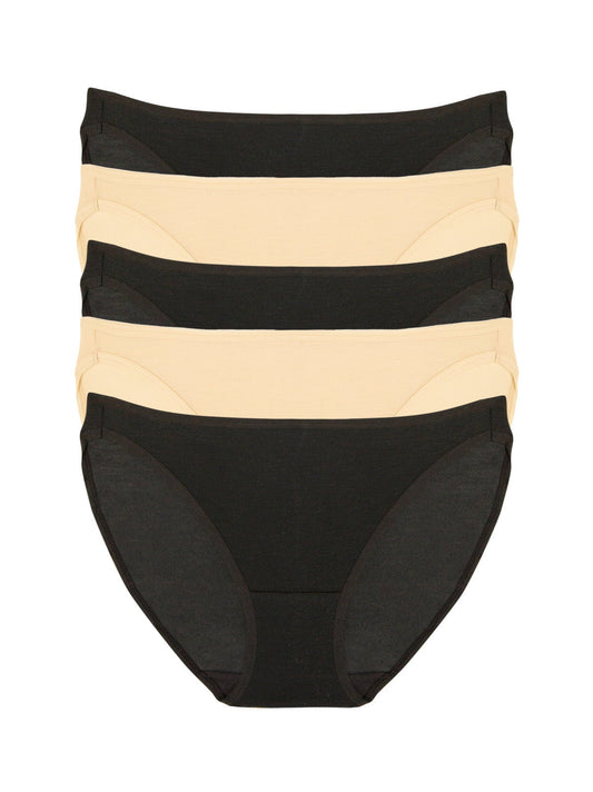 Felina So Smooth Low Rise Bikini 5-Pack - Bare Black