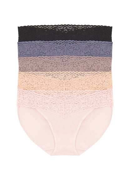 Felina Lace Top Bikini Underwear 5-Pack - Pastel Skies