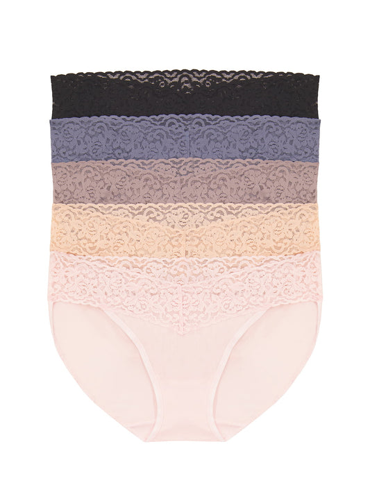 Felina Lace Top Bikini Underwear 5-Pack - Pastel Skies
