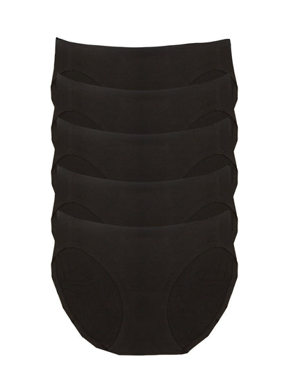 Felina No Show Stretch Bikini 5-Pack - Black