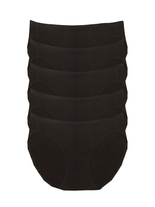 Felina No Show Stretch Bikini 5-Pack - Black