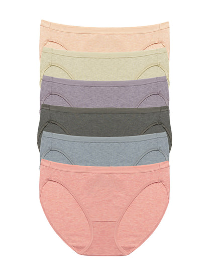 Felina Organic Cotton Stretch Bikini 6-Pack - Sandalwood