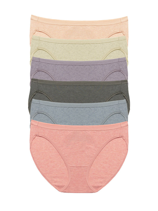Felina Organic Cotton Stretch Bikini 6-Pack - Sandalwood